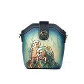 Parrot Leather Carving Pattern Handmade Crossbody Bag