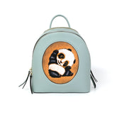 Panda Pattern Leather Carving Pattern Handmade Backpack