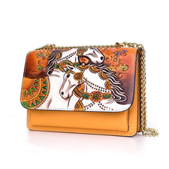 Handmade Horse Carving Crossbody Bag