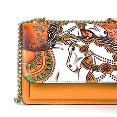 Handmade Horse Carving Crossbody Bag