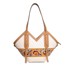 Cordate Handmade Leather Carving Bag White Women Fashion Bag