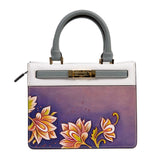 Handmade Flower Carving Crossbody Top Handle Bag