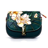 Handmade Lotus Flower Carving Crossbody Bag