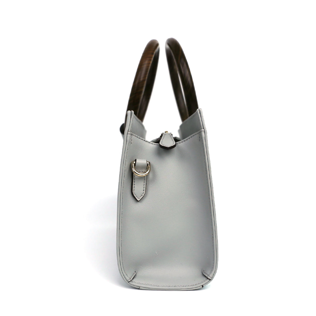 Circles Handmade Embroidery Leather Handbag - Mountains