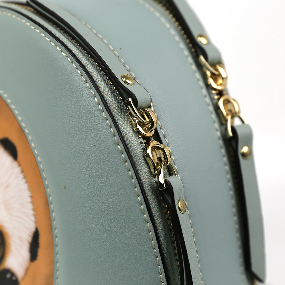 Panda Pattern Leather Carving Pattern Handmade Backpack