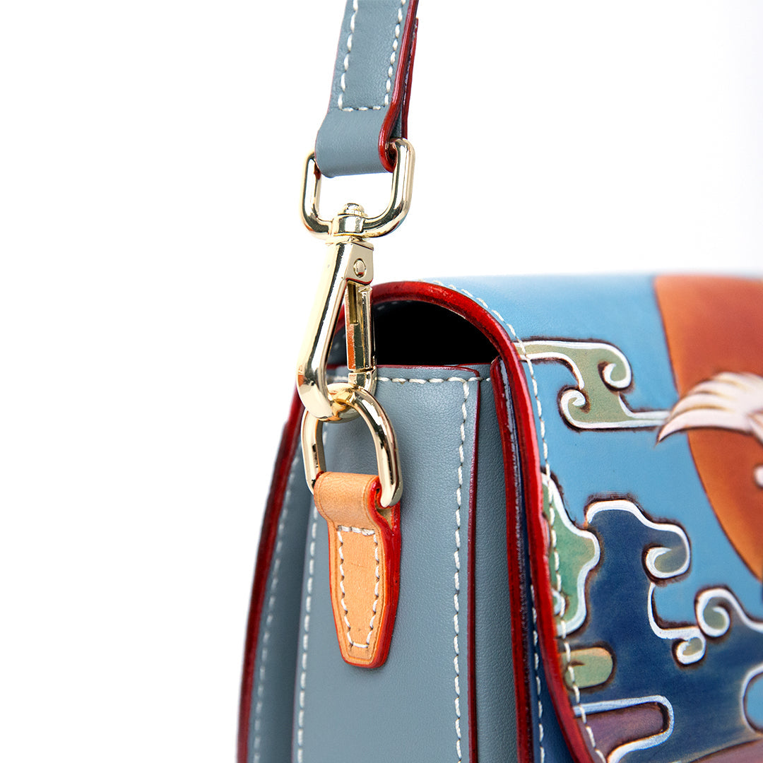 Handmade Crane Carving Crossbody Bag